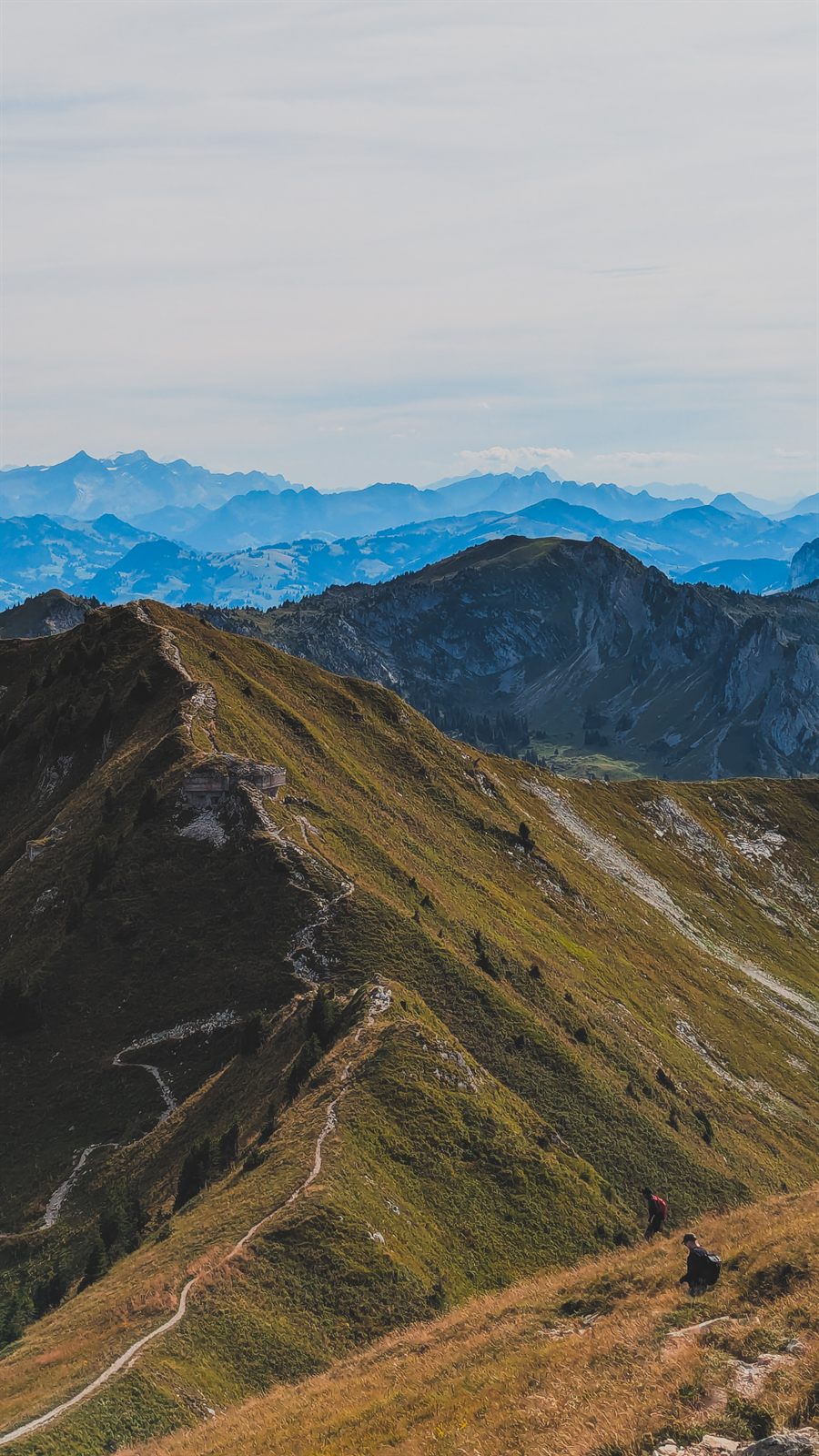 Hiking ridge in the Swiss Alps